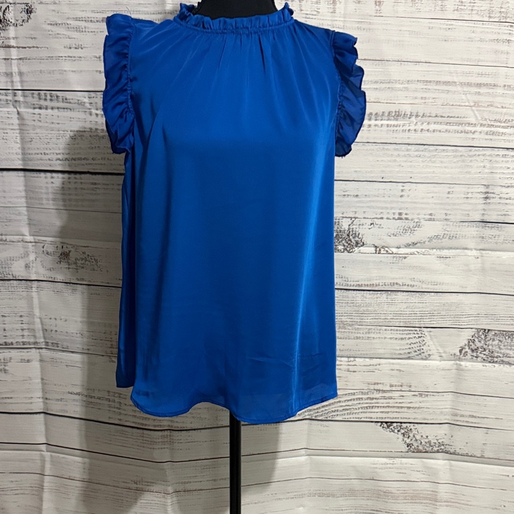 Ces Femme Royal Blue Ruffle Blouse
